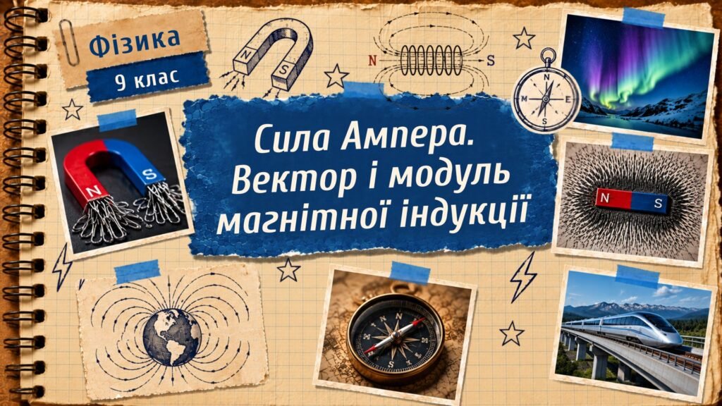 Головне зображення розробки: Фізика 9 (НУШ). Сила Ампера. Вектор і модуль магнітної індукції