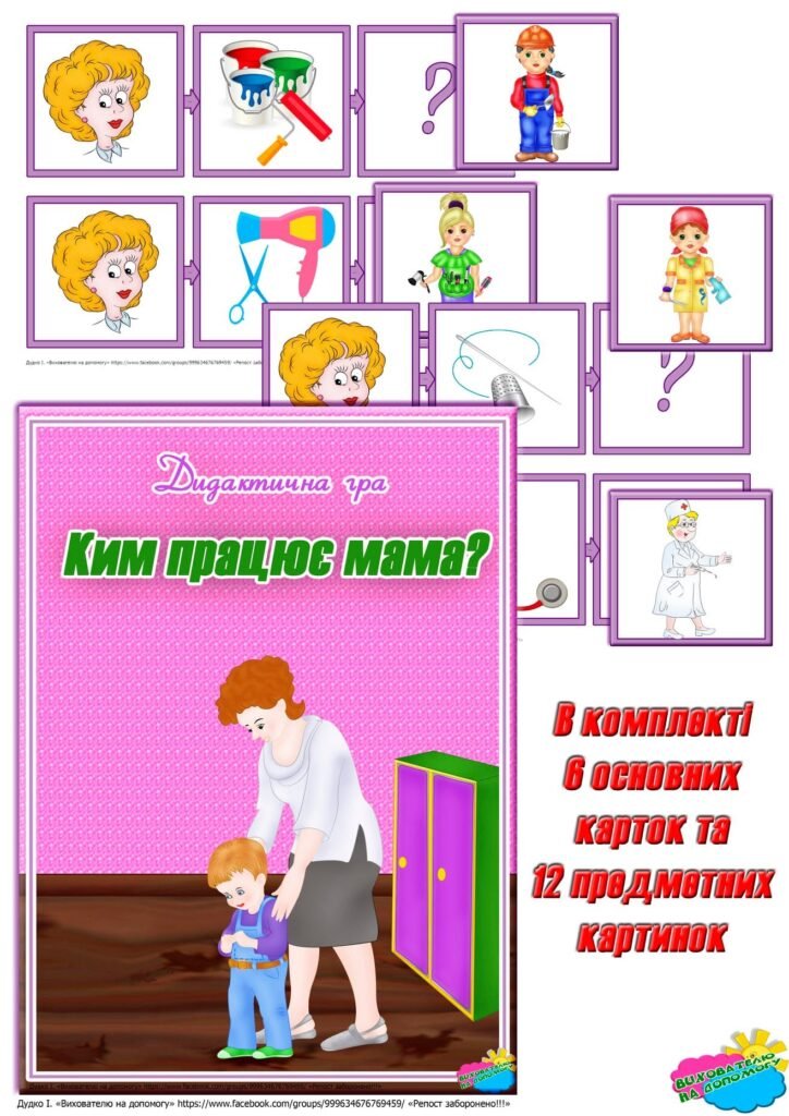 Головне зображення розробки: Дидактична гра “Ким працює мама”