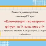 Діагностувальна робота з геометрії 7 клас “Елементарні геометричні фігури та їx властивості” з відповідями