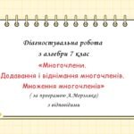Діагностувальна робота з алгебри 7 клас “Многочлени. Додавання і віднімання многочленів. Множення многочленів”