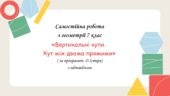 Самостійна робота з геометрії 7 клас «Вертикальні кути. Кут між двома прямими» за програмою О.Істера