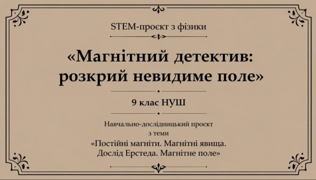 Головне зображення розробки: STEM-проєкт з фізики «Магнітний детектив: розкрий невидиме поле». 9 клас НУШ Навчально-дослідницький проєкт з теми «Постійні магніти. Магнітні явища.