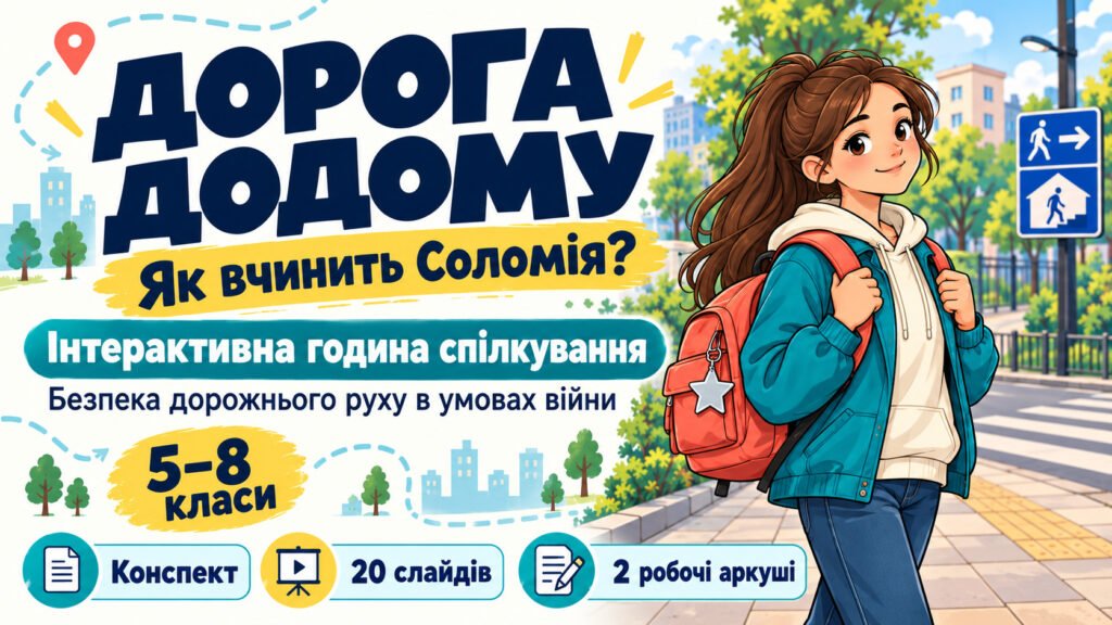 Головне зображення розробки: Інтерактивна година спілкування «Дорожня грамотність в умовах війни: свідомість, увага, безпека»