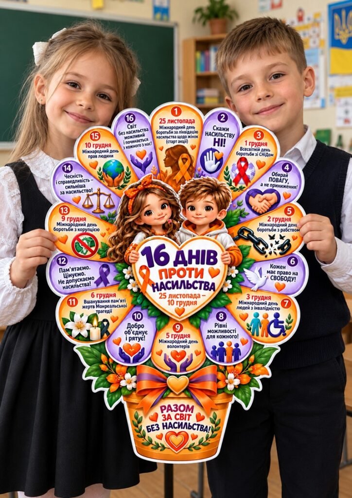 Головне зображення розробки: 🌸🧡 ТЕМАТИЧНА КВІТКА «16 ДНІВ ПРОТИ НАСИЛЬСТВА»