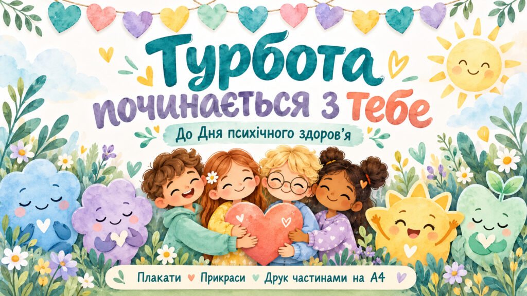 Головне зображення розробки: «Турбота починається з тебе» — комплект для оформлення класу до Всесвітнього дня психічного здоров’я 10 жовтня.