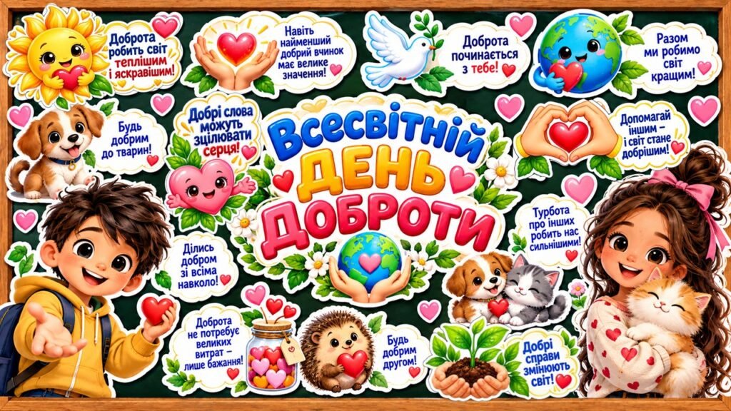 Головне зображення розробки: 💗🌸 ОФОРМЛЕННЯ ДОШКИ ДО ДНЯ ДОБРОТИ