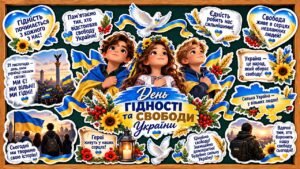 🇺🇦💙💛 ОФОРМЛЕННЯ ДОШКИ ДО ДНЯ ГІДНОСТІ ТА СВОБОДИ УКРАЇНИ 💛💙🇺🇦