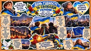 🇺🇦💙💛 ІНФОРМАЦІЙНЕ ОФОРМЛЕННЯ ДОШКИ ДО ДНЯ ГІДНОСТІ ТА СВОБОДИ УКРАЇНИ 💛💙🇺🇦