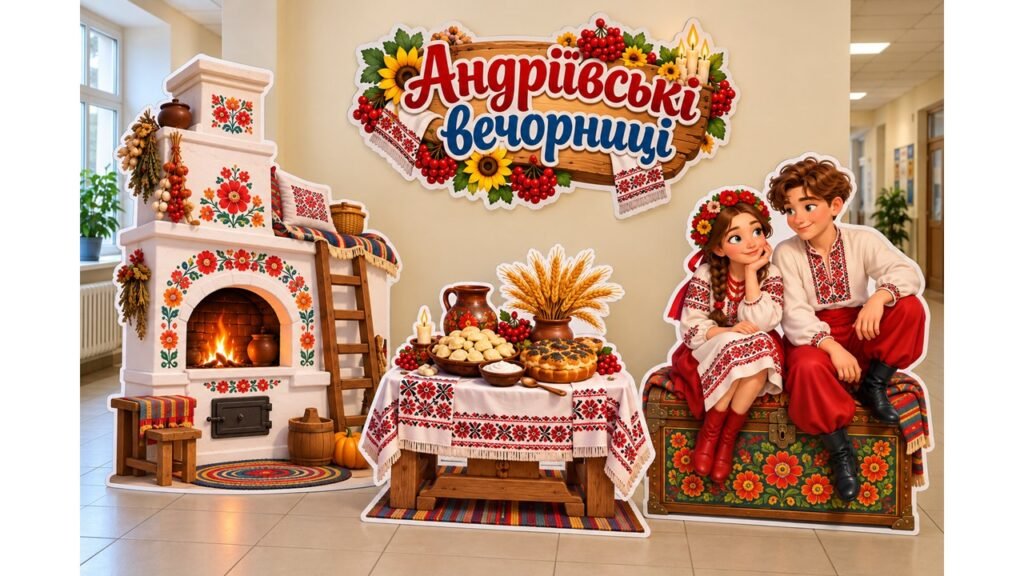 Головне зображення розробки: 🪄🌾 КОЛОРИТНЕ ОФОРМЛЕННЯ ДО АНДРІЇВСЬКИХ ВЕЧОРНИЦЬ! 🌾✨