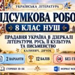 Підсумкова робота з української літератури. 8 клас НУШ. Тема: «Прадавня Україна в дзеркалі літератури. Русь, її культура та письменство». Підручник: