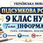 ПІДСУМКОВА РОБОТА З УКРАЇНСЬКОЇ МОВИ — 9 КЛАС НУШ. Тема: «Інформація». МНП: Н. Голуб, О. Горошкіна