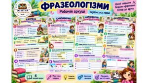 Фразеологізми. Комплект яскравих робочих аркушів (6 штук). Українська мова 6 клас НУШ