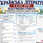 ПІДСУМКОВА РОБОТА З УКРАЇНСЬКОЇ ЛІТЕРАТУРИ. 8 КЛАС НУШ. Тема: «Із поезії ХІХ століття: стилі та жанри». Підручник: О.Калинич