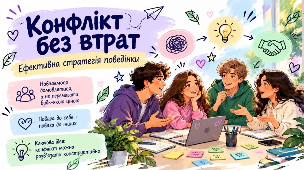 Головне зображення розробки: Презентація “Конфлікт без втрат — ефективна стратегія поведінки”