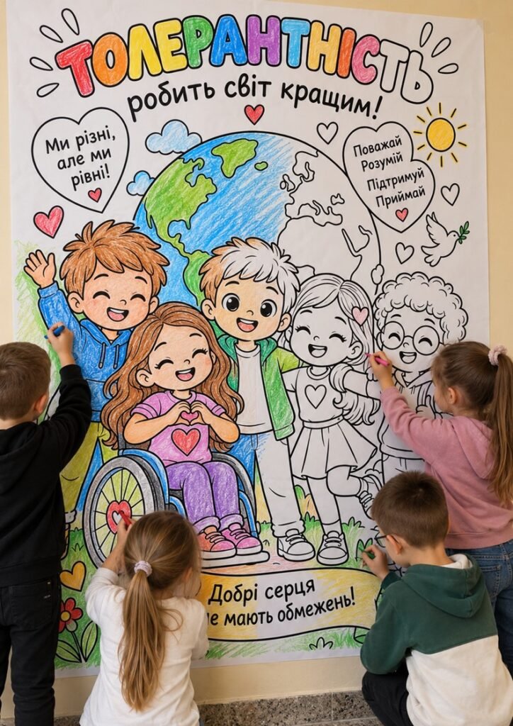 Головне зображення розробки: 🤝🎨 Велика розмальовка до Дня толерантності 1, 4, 9, 16, 25 аркушів