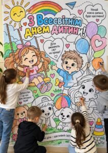 👧🧒🎨 Велика розмальовка до Всесвітнього дня дитини 1, 4, 9, 16, 25 аркушів
