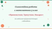 Самостійна робота з математики 5 клас «Прямокутник Трикутник. Квадрат» з відповідями за програмою О.Істера