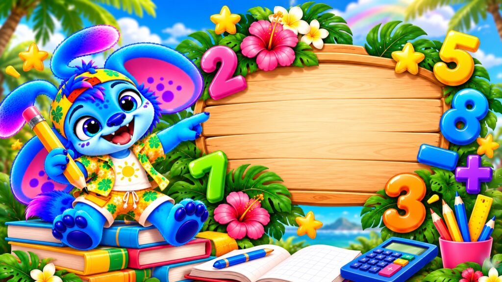Головне зображення розробки: 🏖️ Інтерактивний урок математики «Стіч відкриває пляжний бізнес» (Віднімання багатоцифрових чисел у стовпчик)