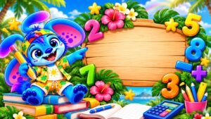 🏖️ Інтерактивний урок математики «Стіч відкриває пляжний бізнес» (Віднімання багатоцифрових чисел у стовпчик)