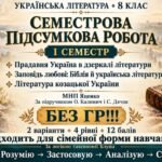 8 клас. Підсумкова (діагностична) робота з укр. л-ри ЗА І СЕМЕСТР; МНП Яценко; підр. Калинич; 2 варіанти; БЕЗ ГР!!!